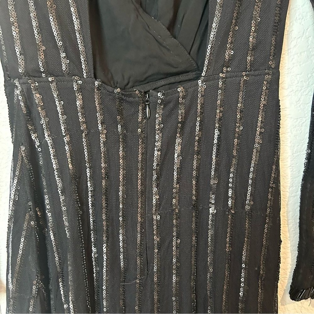 THE JETSET DIARIES Fiesta Faux Wrap Maxi Dress Black Sequin & Beaded XS - Picture 12 of 12